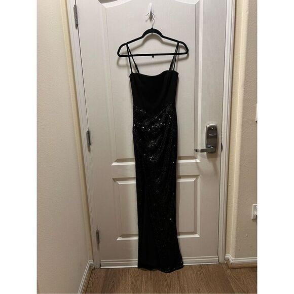 Nookie Monet Gown Black Maxi cocktail Date Dress size S NWT $500 - Picture 4 of 6